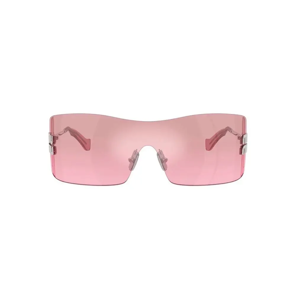 NEW!!! Miu Miu MUB53S 1BC70Y Pink Rimless Shield Sunglasses Authentic